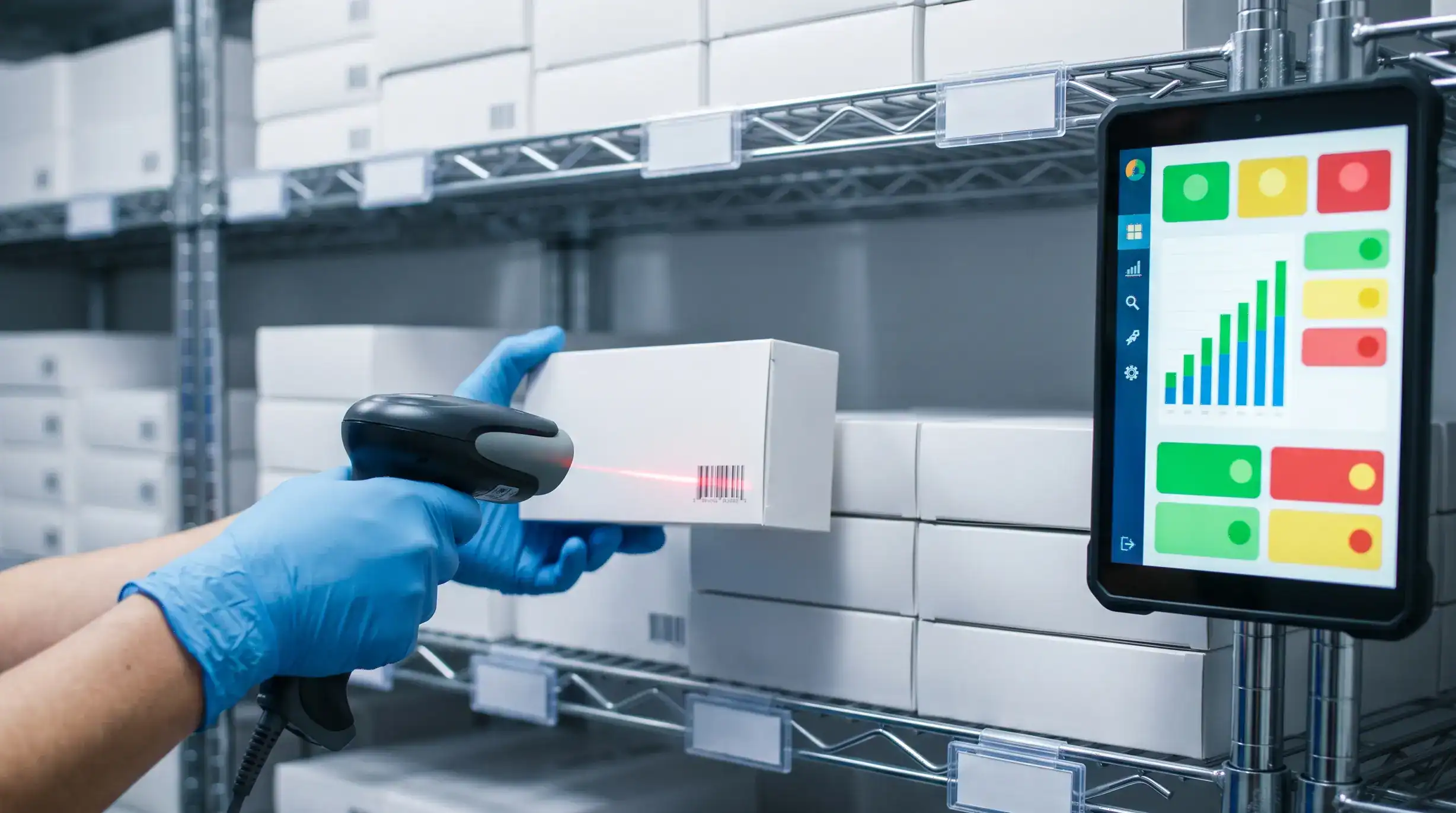 A practitioner scanning premium clinical supplies using the inventory tracking module of medical practice management software UK.