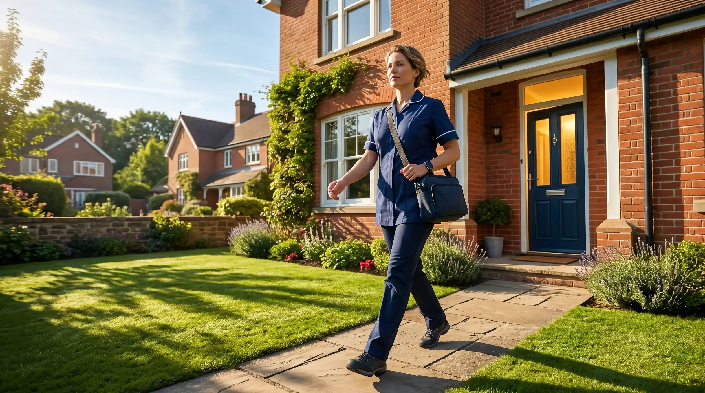 A domiciliary care worker automatically logging travel time via GPS integration within hr software for care homes.